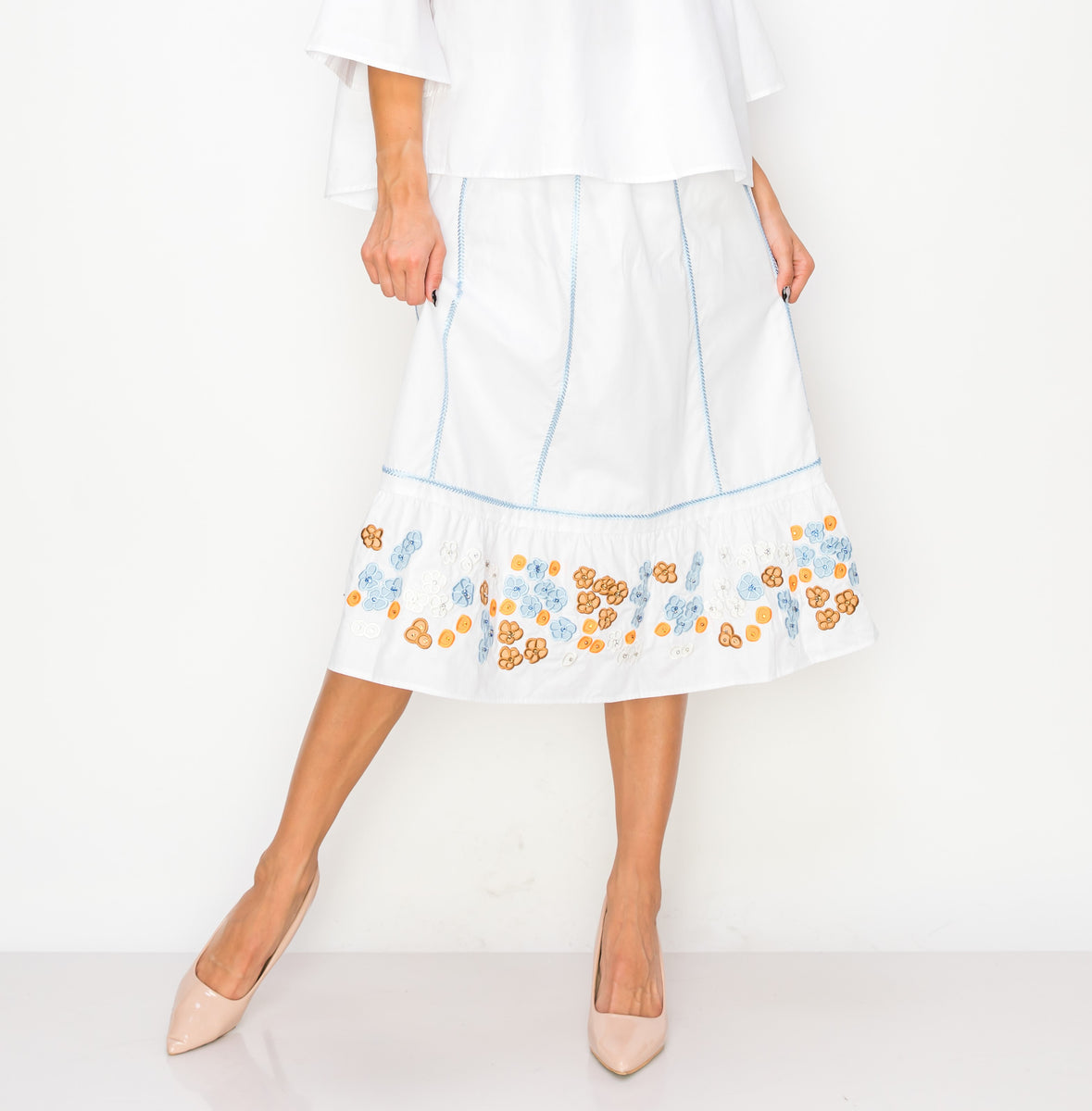 Embroidered skirt outlet white