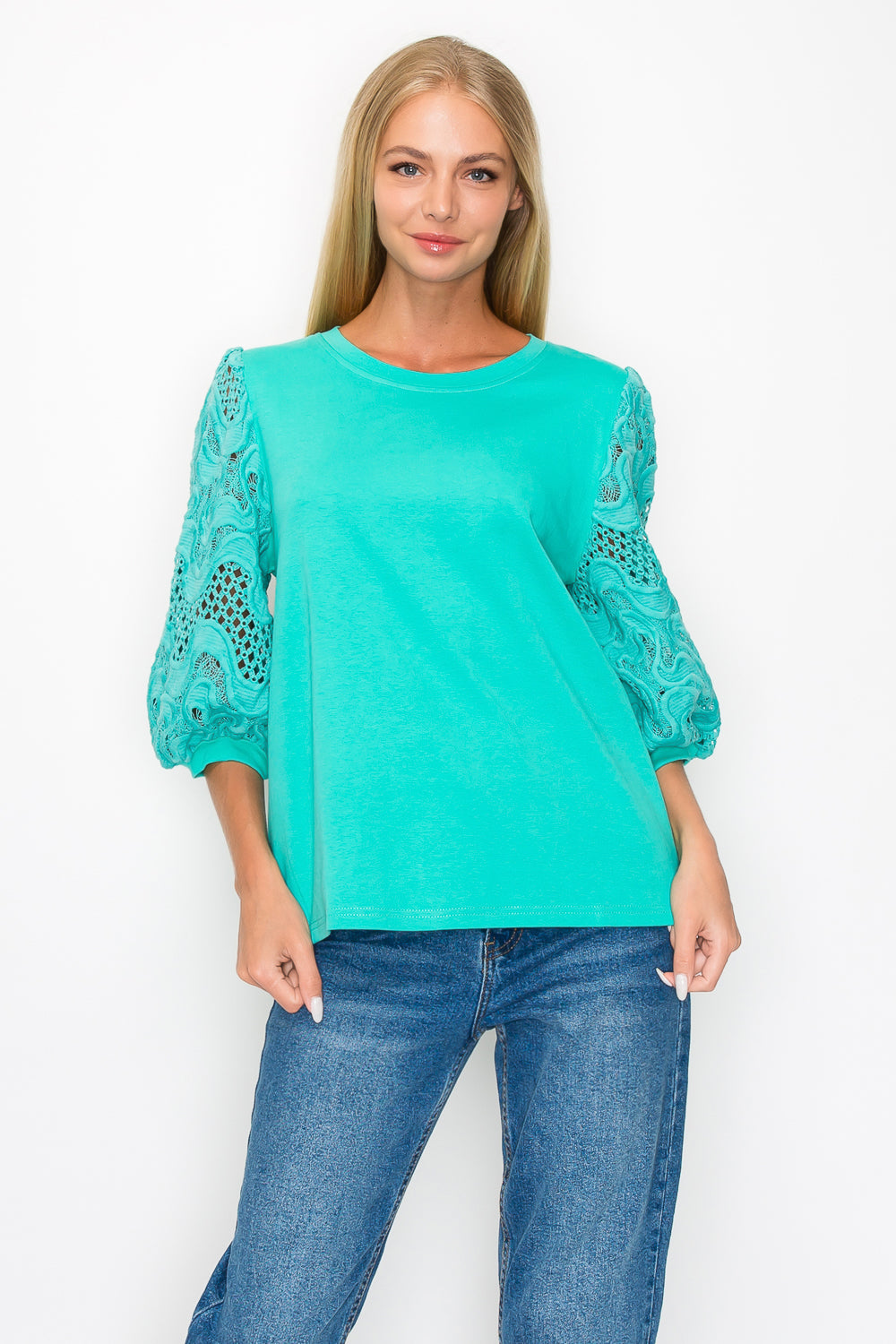 Ruth Pointe Knit Top with Lace