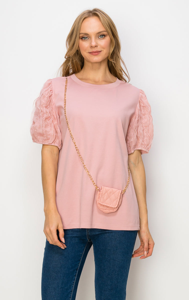 Reveka Pointe Knit Top with Detachable Crossbody Bag