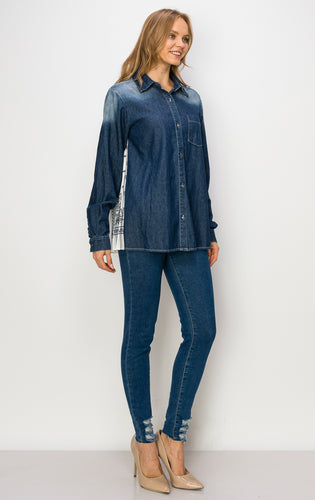 Dani Denim Shirt with Novelty Back Pleating