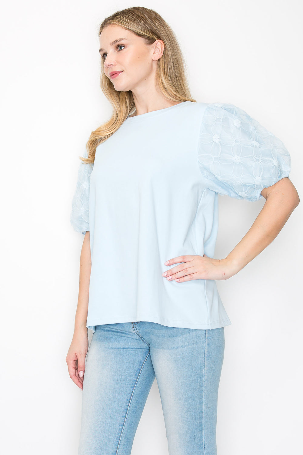 Rimmie Pointe Knit Top with Lace