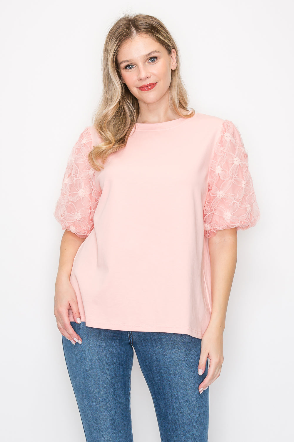 Rimmie Pointe Knit Top with Lace