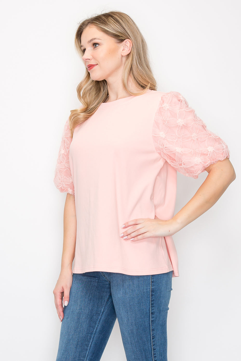 Rimmie Pointe Knit Top with Lace