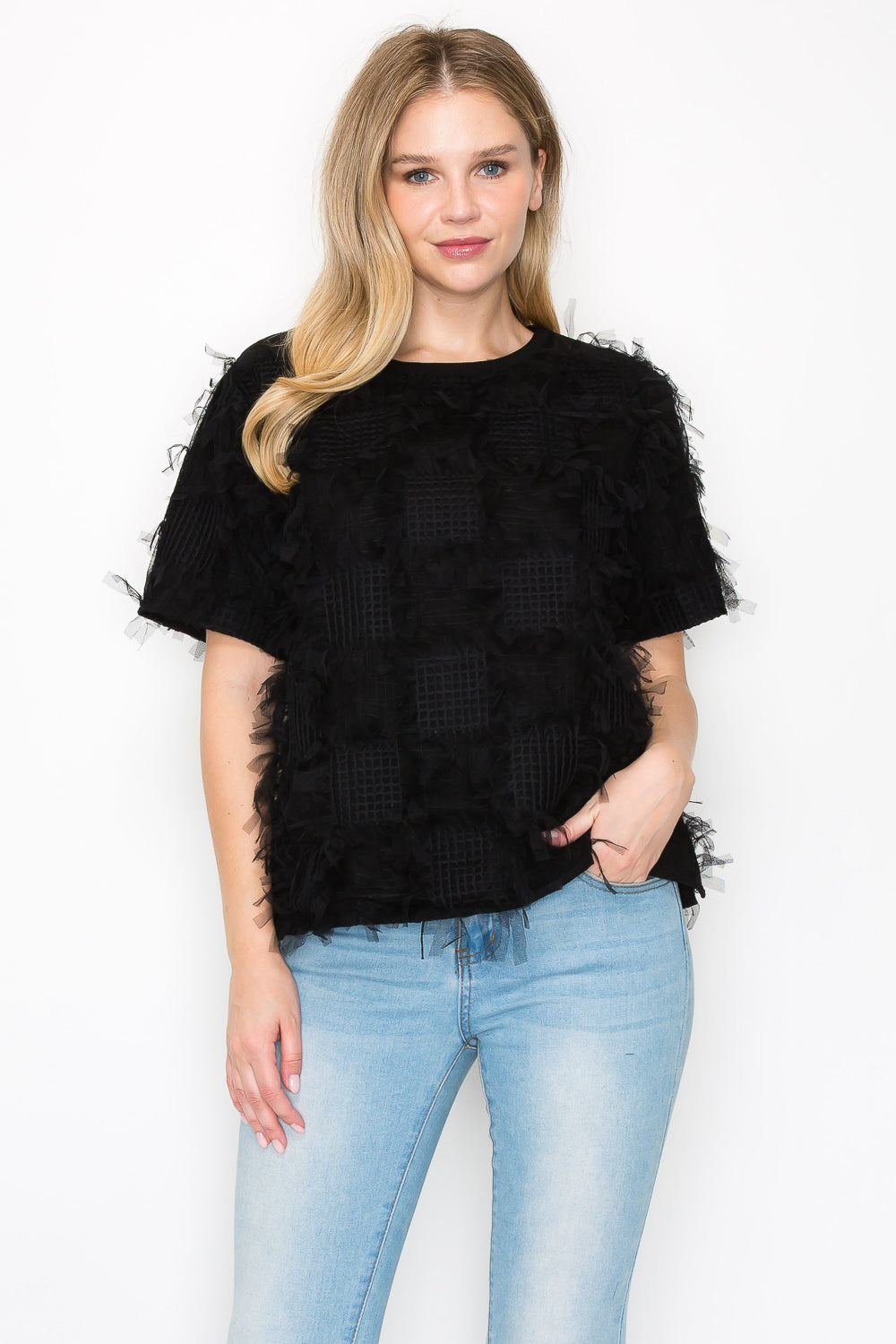 Waylynn Top with Textured Feathered Chiffon