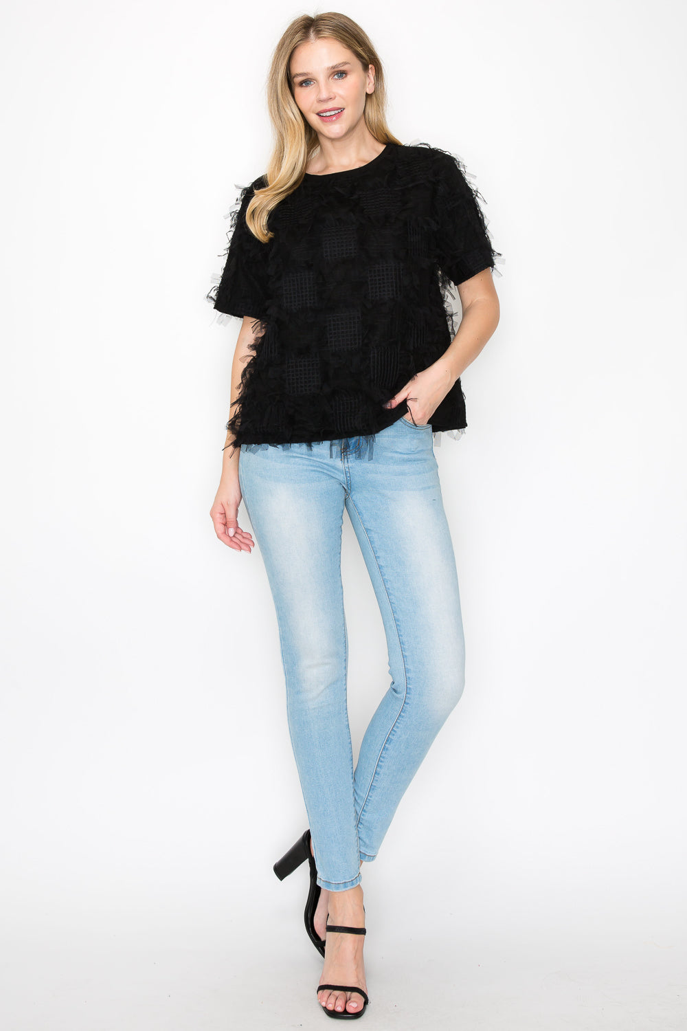 Waylynn Top with Textured Feathered Chiffon