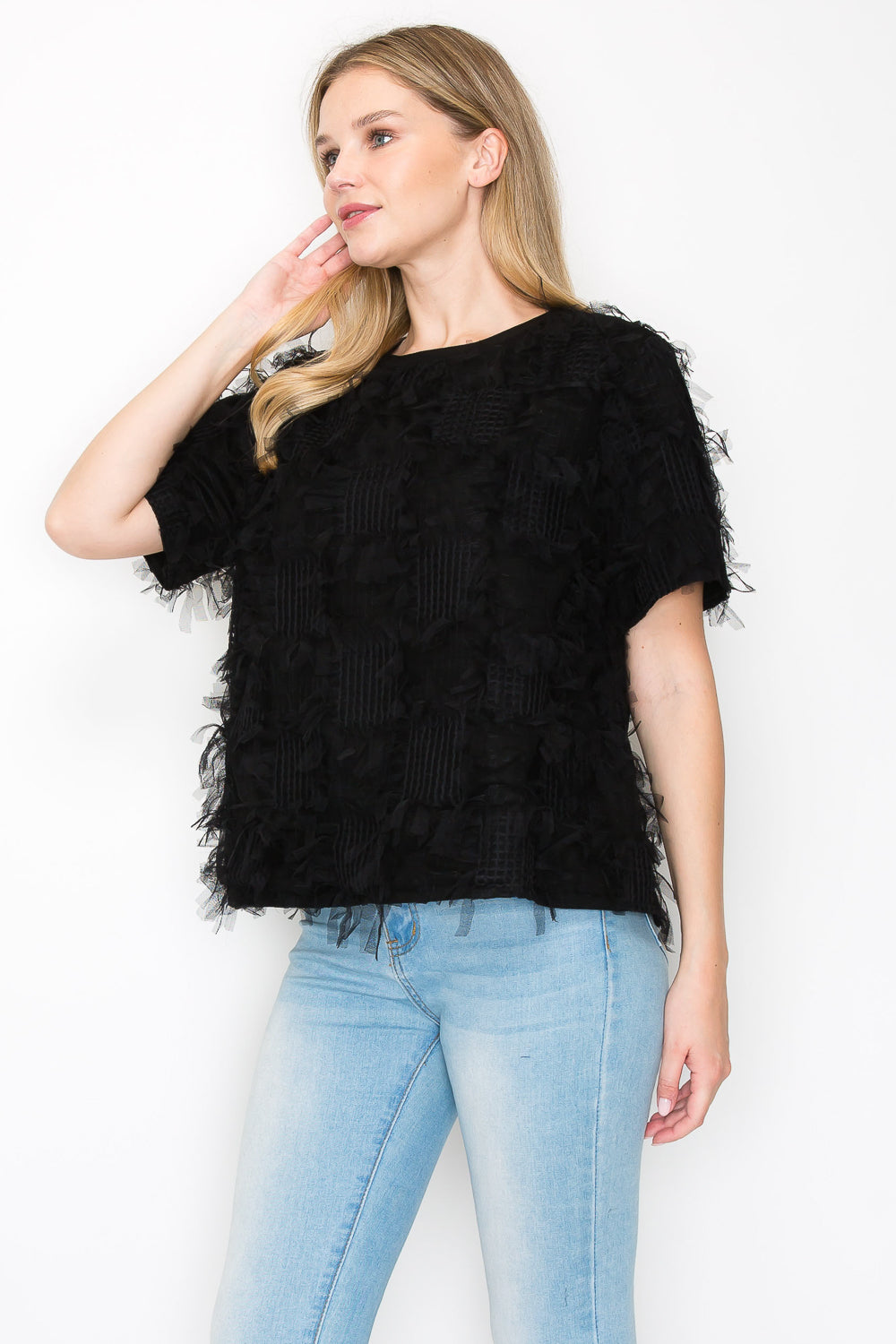 Waylynn Top with Textured Feathered Chiffon