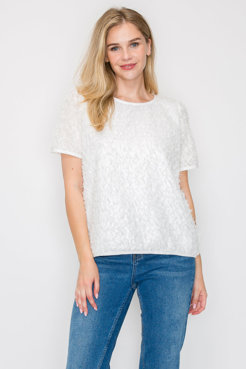 Wilynne Woven Feathered Top