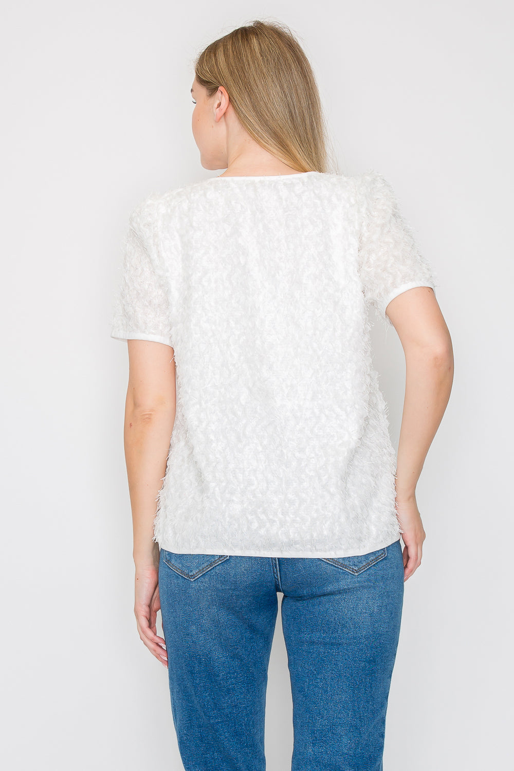 Wilynne Woven Feathered Top