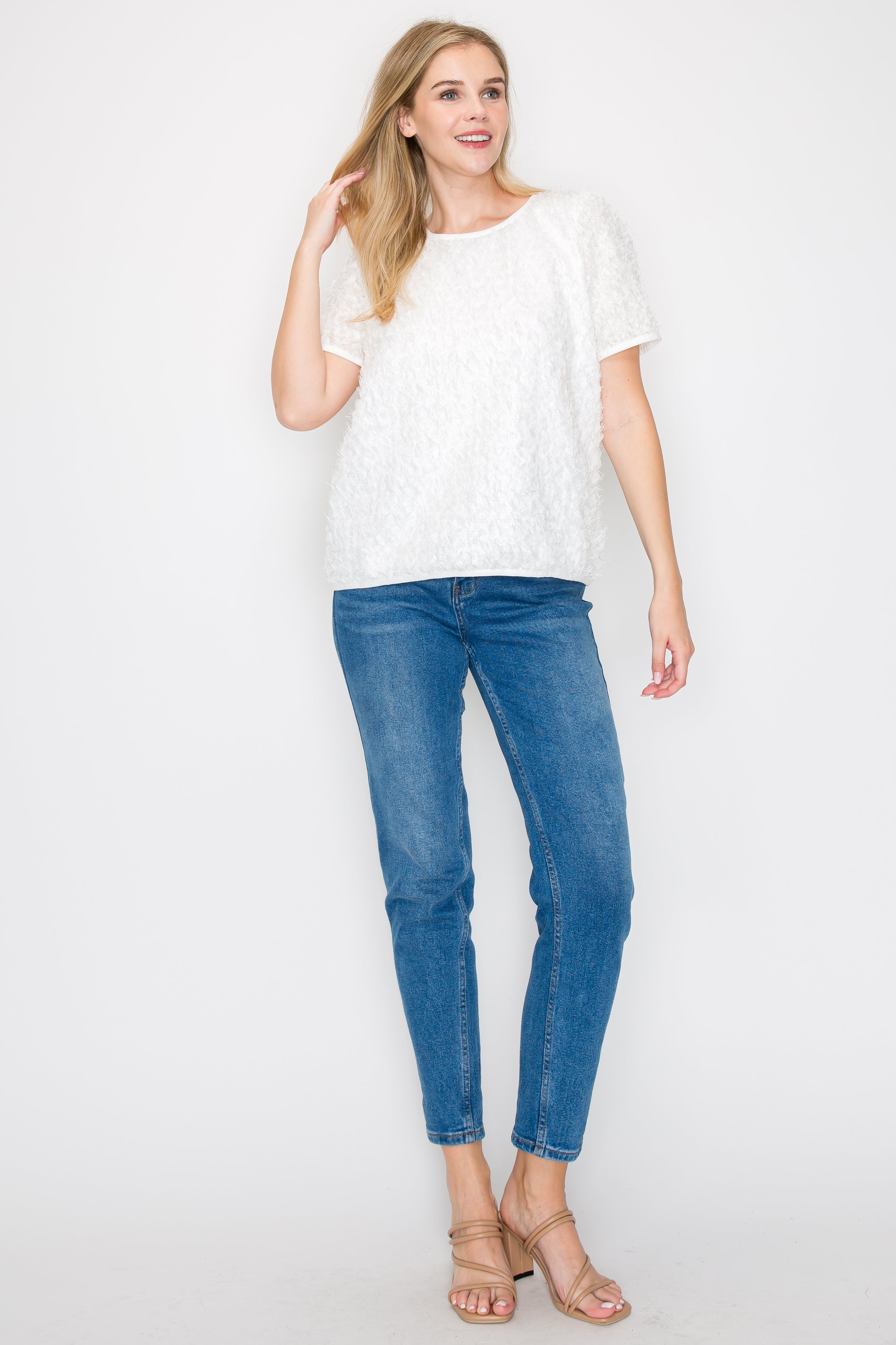 Wilynne Woven Feathered Top