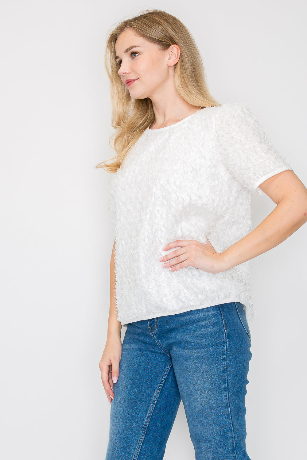 Wilynne Woven Feathered Top