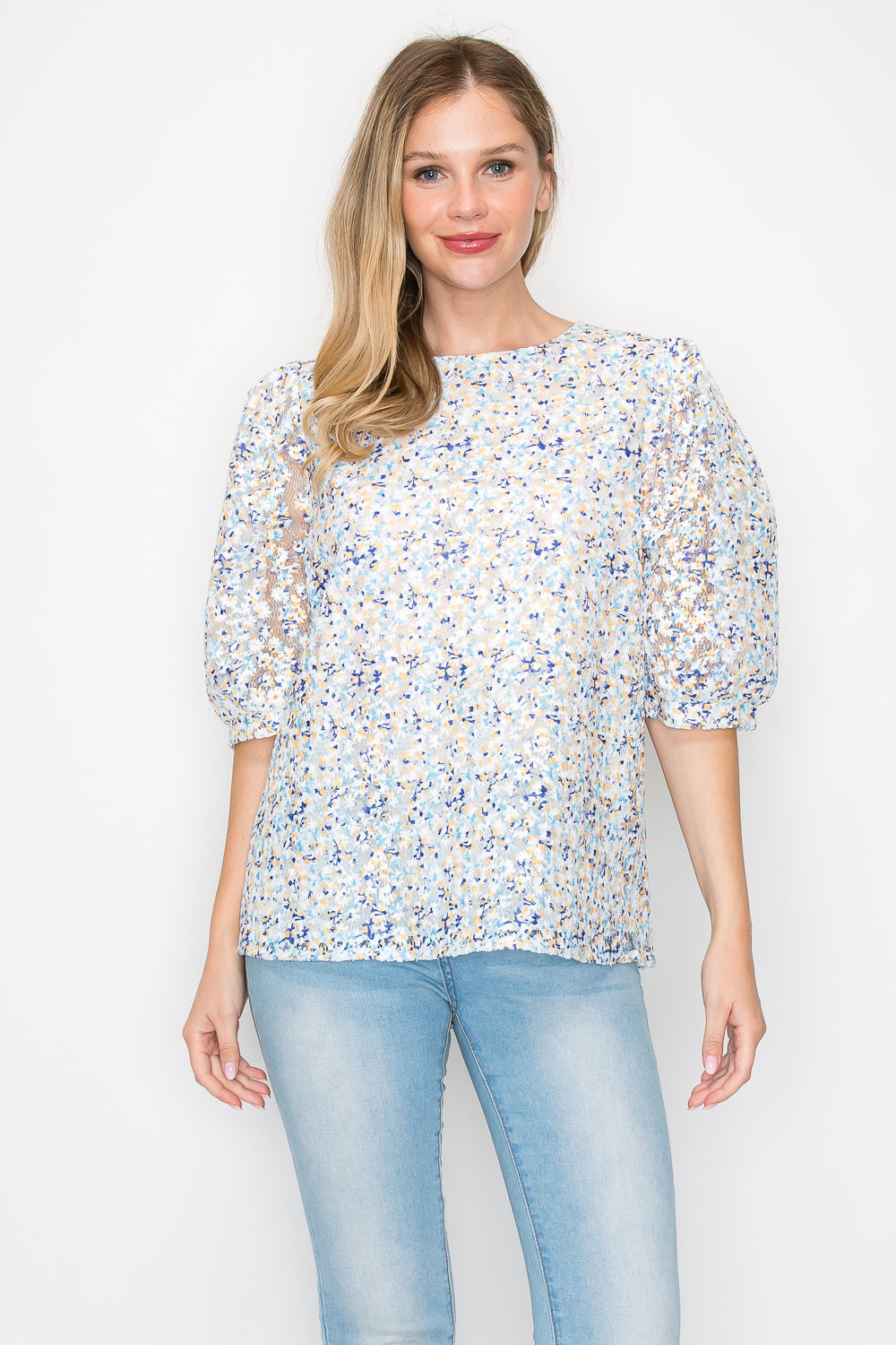 Winnie Textured Flower Top