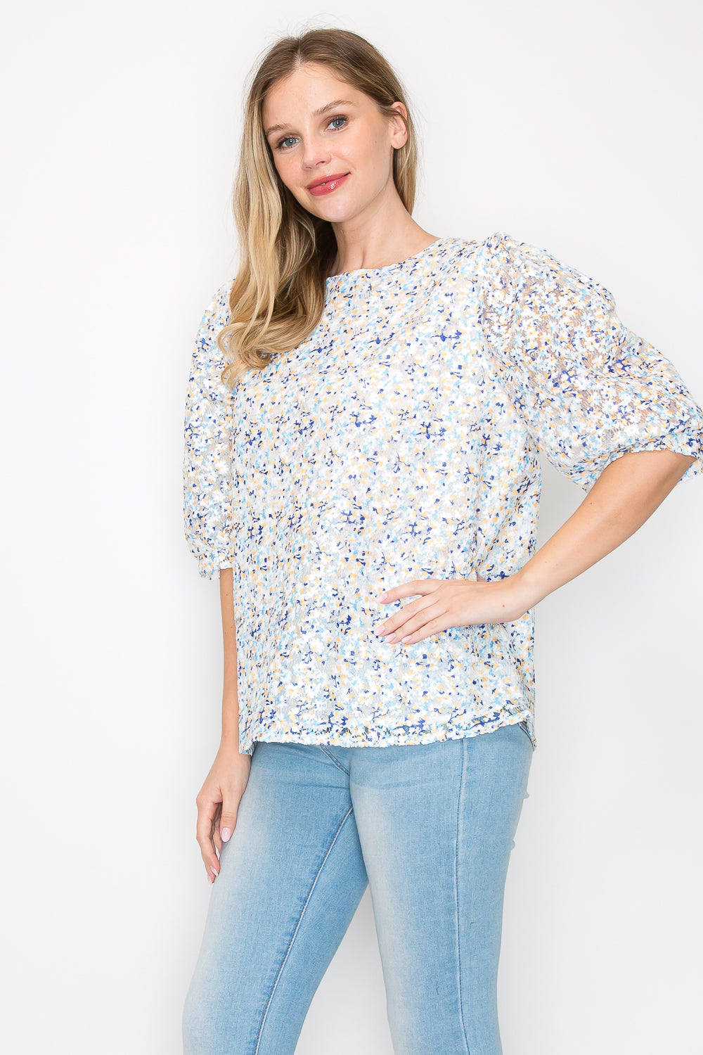 Winnie Textured Flower Top