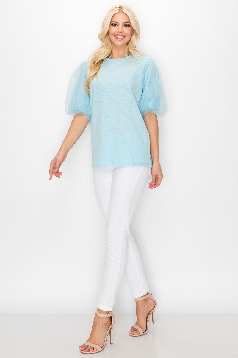 Randi Cotton Top with Chiffon