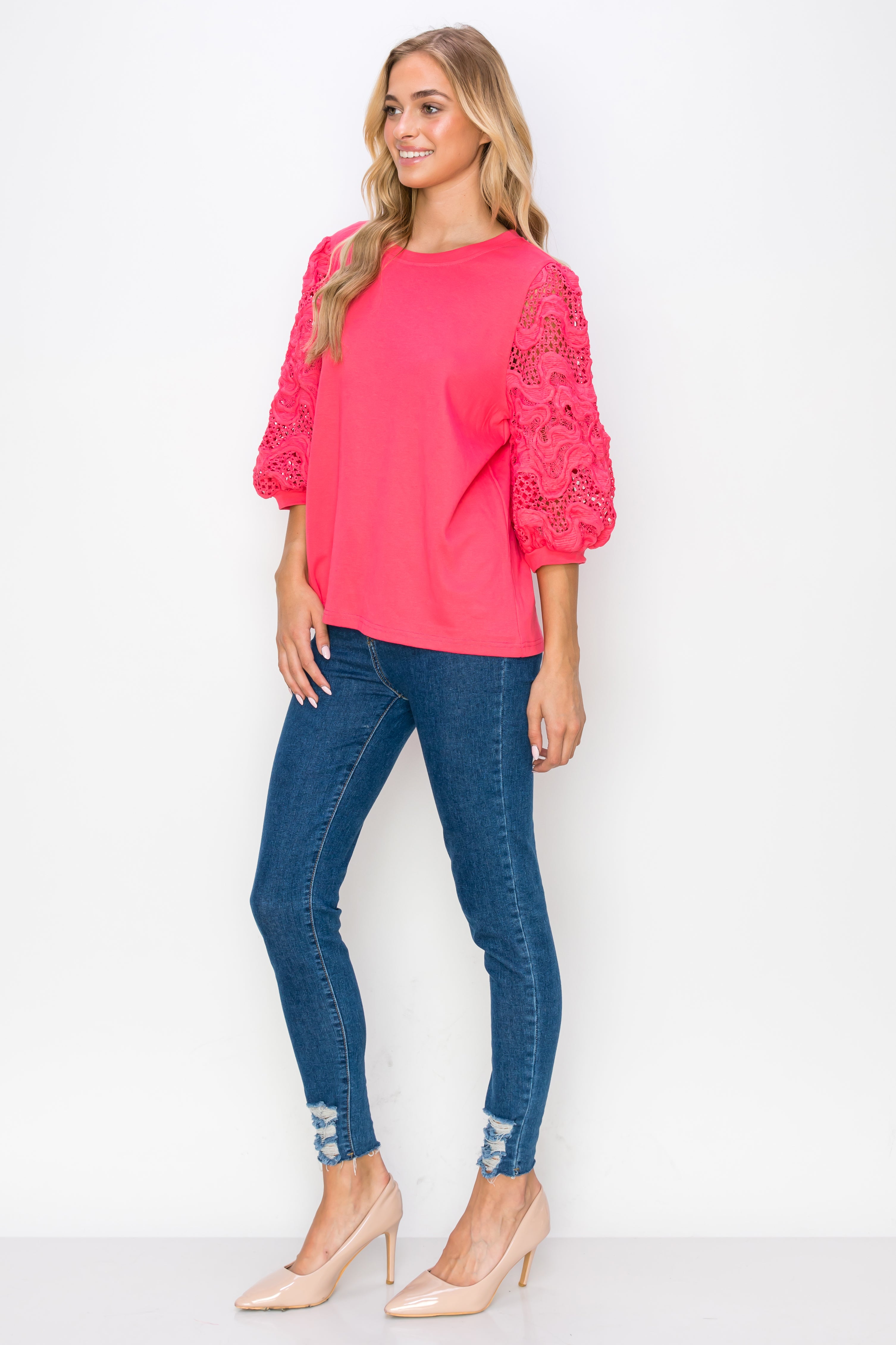 Ruth Pointe Knit Top with Lace