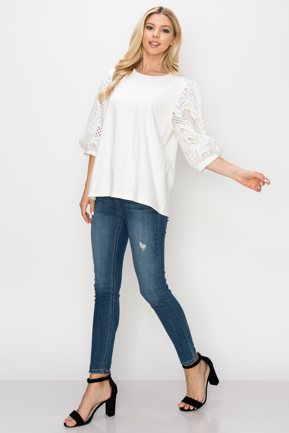 Ruth Pointe Knit Top with Lace