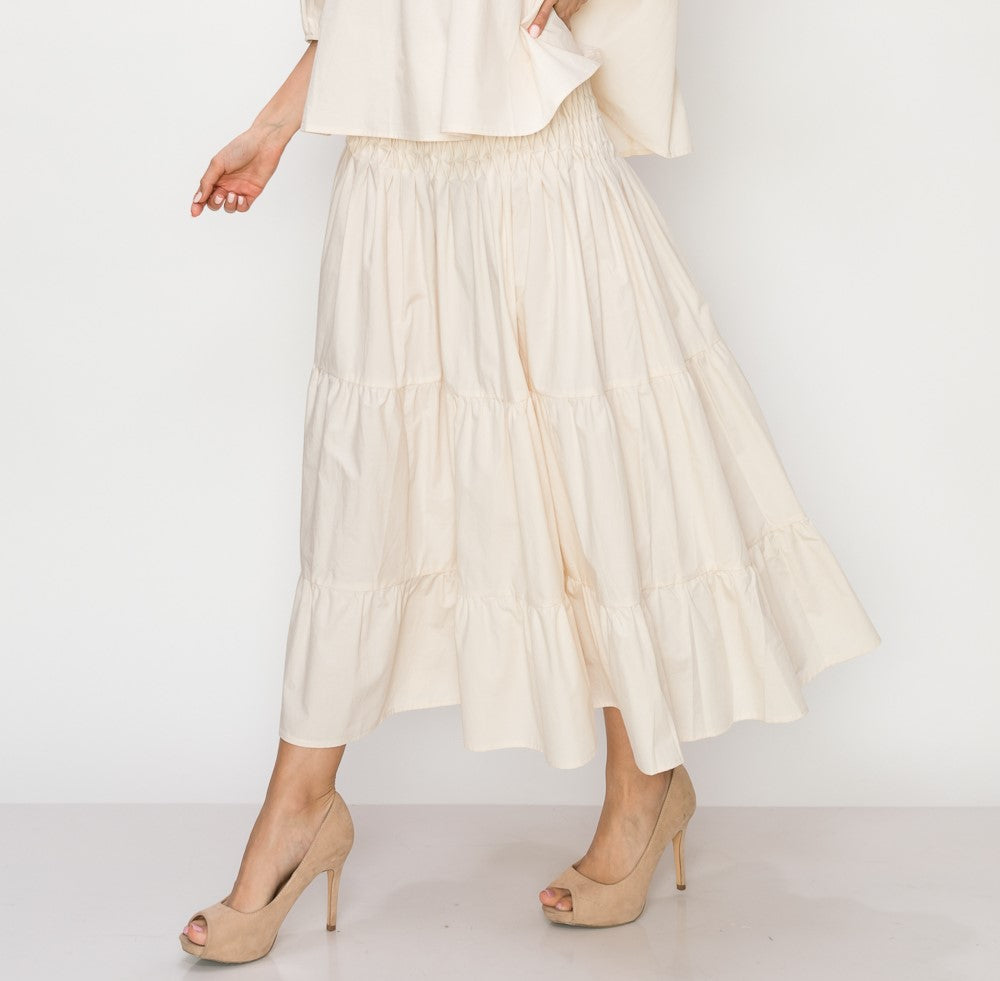 Tiered midi skirt 2025 in cotton poplin