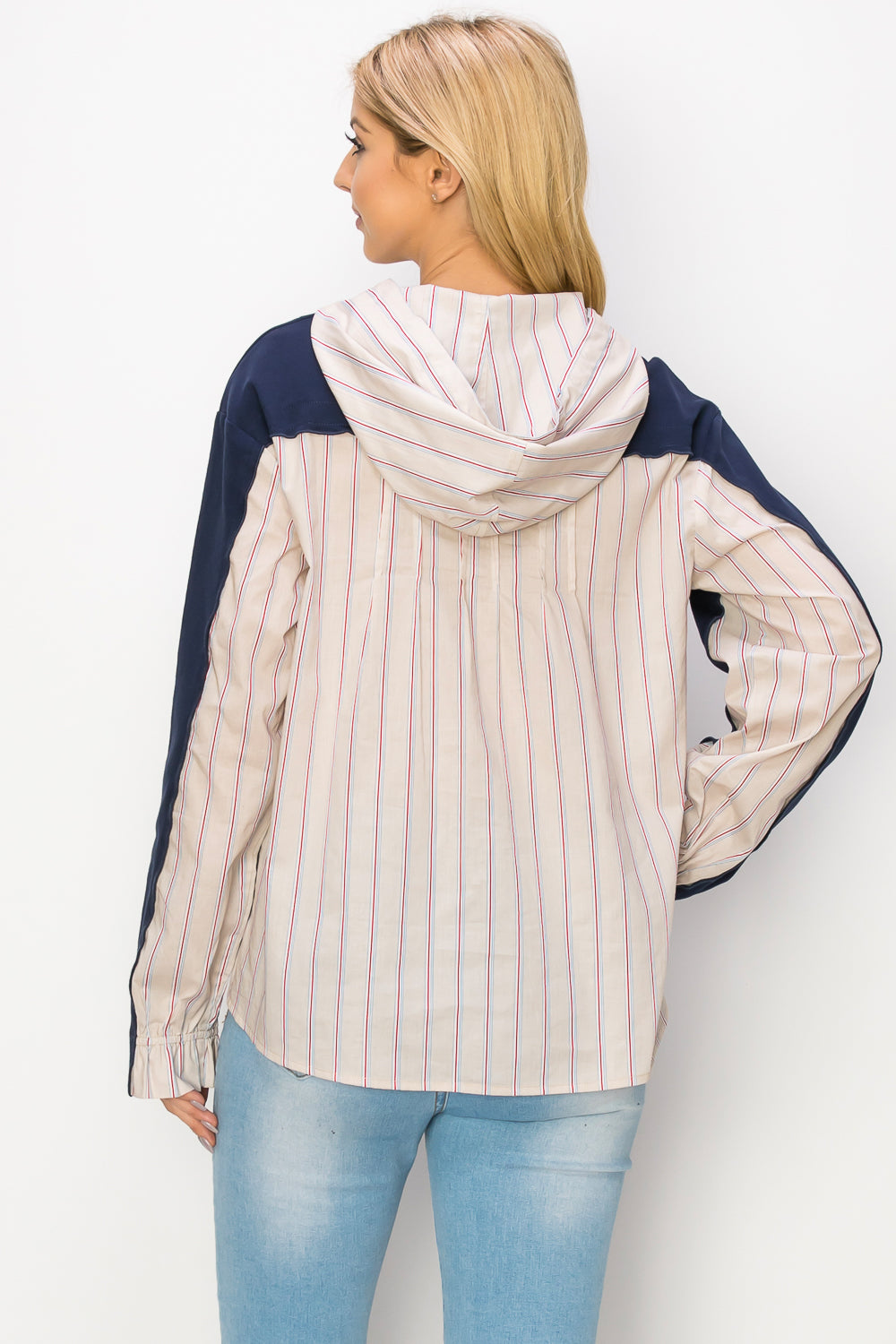 Rickie Pointe Knit Top with Stripe Hoodie