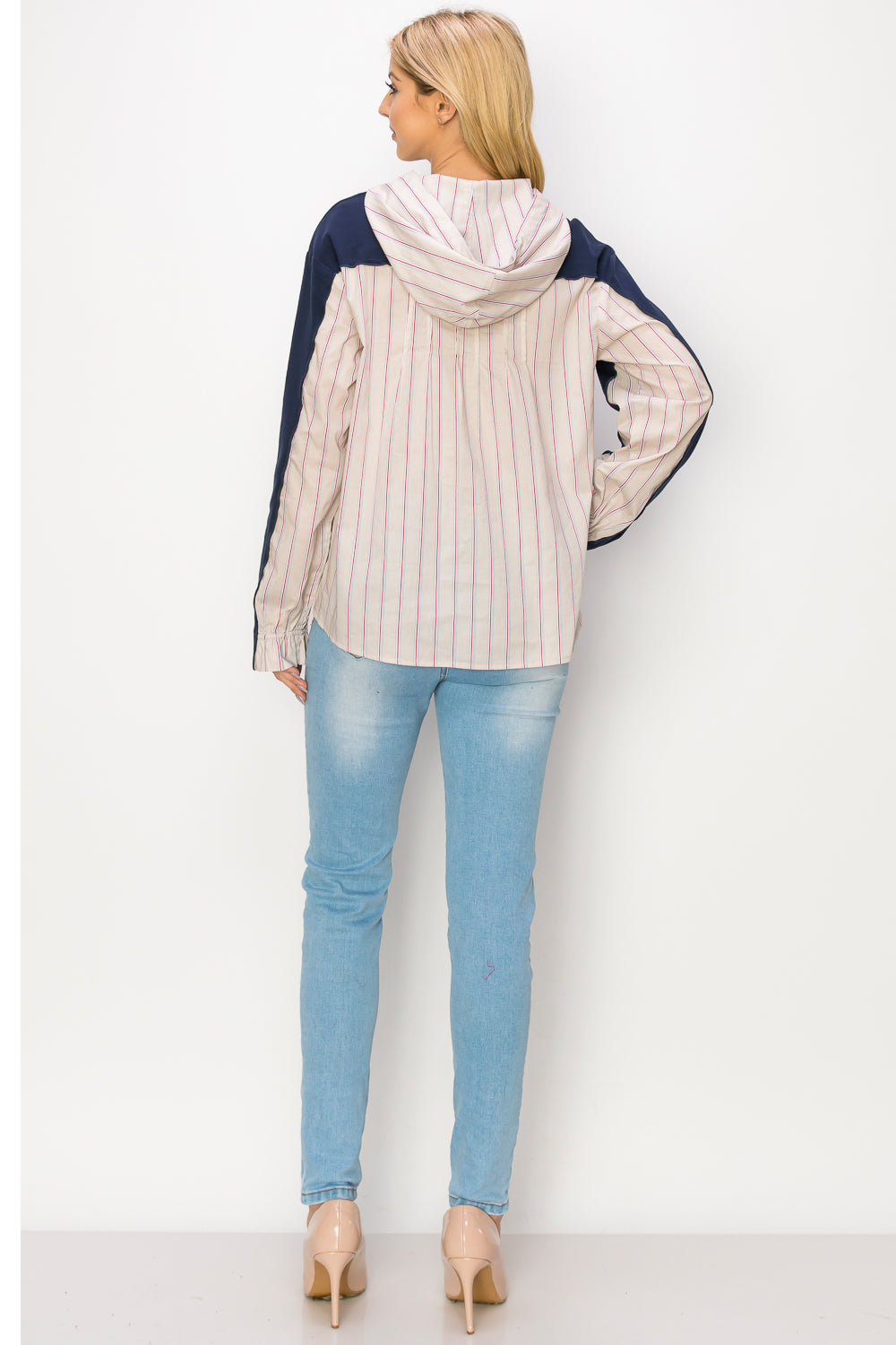 Rickie Pointe Knit Top with Stripe Hoodie