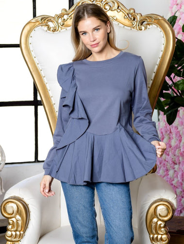 Reya Pointe Knit Ruffled Top