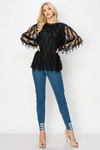 Whitney Woven Feathered Top