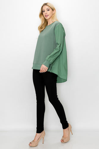 Rheta Top with Pointe Knit & Cotton Poplin