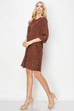 Load image into Gallery viewer, Aileene Stretch Suede Dress with Grommets