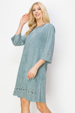 Load image into Gallery viewer, Aileene Stretch Suede Dress with Grommets