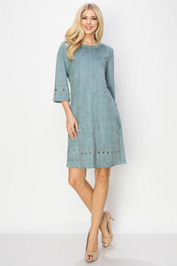 Aileene Stretch Suede Dress with Grommets