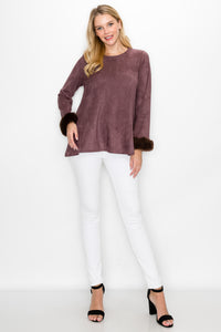 Anabelle Suede Top with Faux Fur