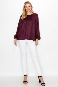 Anabelle Suede Top with Faux Fur